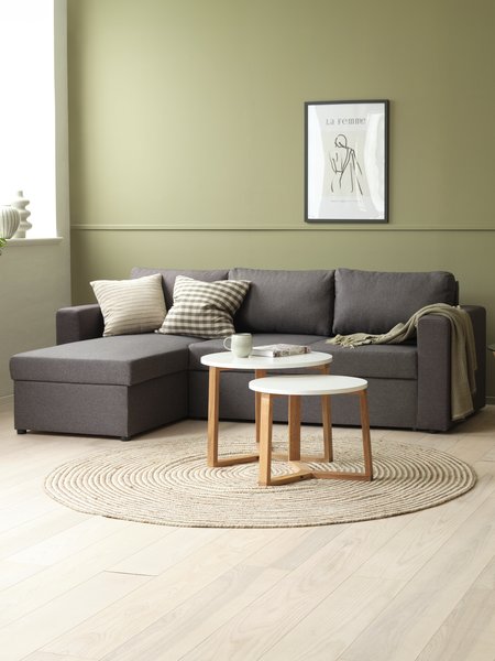 Divano letto con chaise longue MARSLEV tessuto grigio scuro