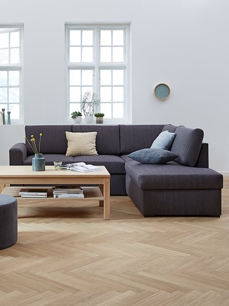 Divano letto con chaise longue BEDSTED grigio