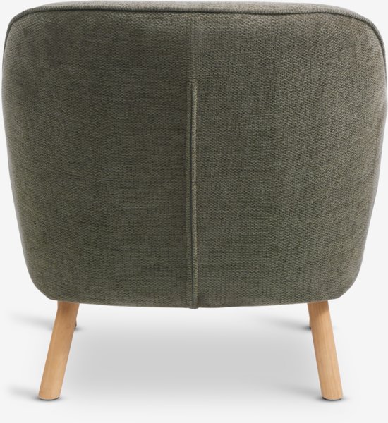 Fauteuil BREDAL tissu vert olive/coloris chêne