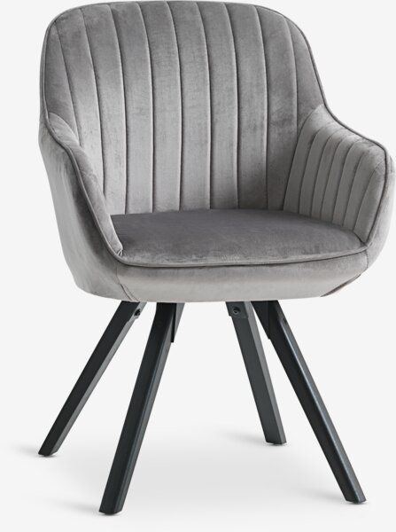 Armchair ONSEVIG velvet grey/black