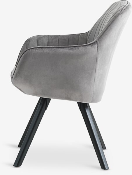 Armchair ONSEVIG velvet grey/black