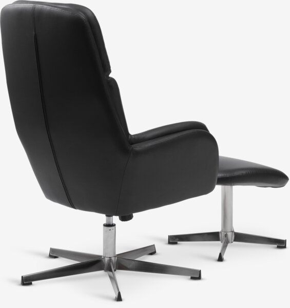 Recliner w/footstool TANKEDAL black faux leather