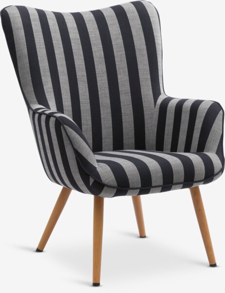 Armchair SIMESTED striped black/beige fabric