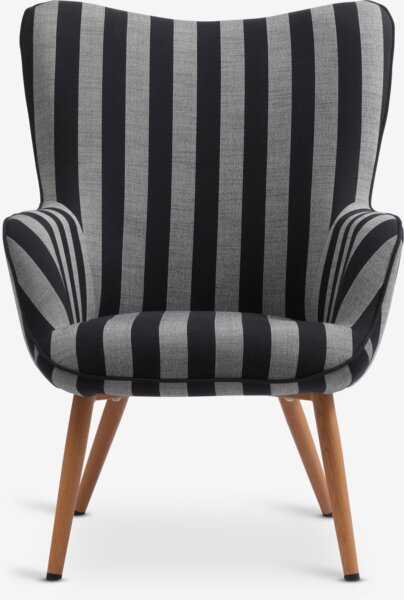 Armchair SIMESTED striped black/beige fabric