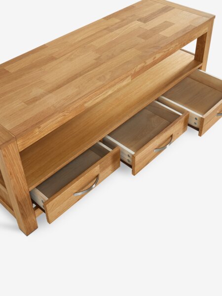 Meuble TV HAGE 139 cm 3 tiroirs chêne