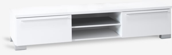 TV bench AAKIRKEBY 2 drawers 1 shelf white high gloss