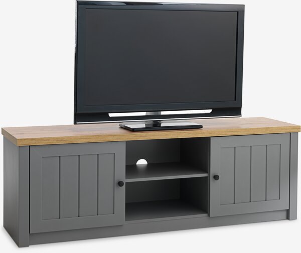 TV bench MARKSKEL 2 doors grey/oak colour