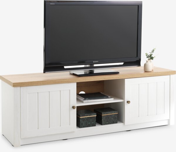 TV bench MARKSKEL 2 doors white/oak colour