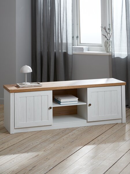 TV bench MARKSKEL 2 doors white/oak colour