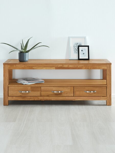 Meuble TV HAGE 139 cm 3 tiroirs chêne