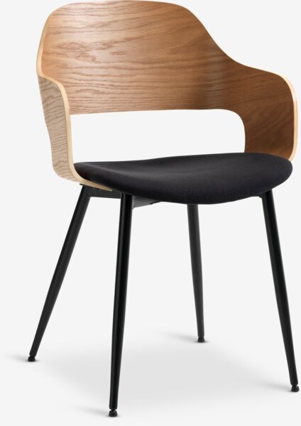 Dining chair HVIDOVRE oak/black fabric