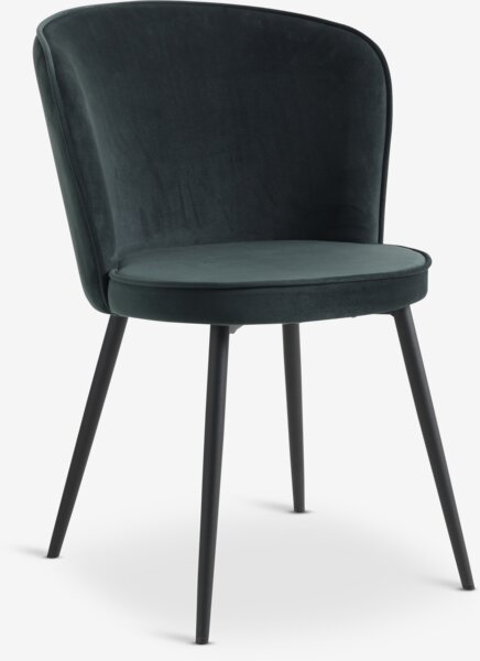 Silla de comedor RISSKOV terciopelo verde oscuro/negro