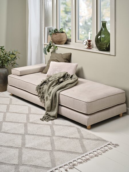 Daybed VARMARK 192x78 w/cushion beige fabric/oak colour