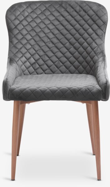 Dining chair PEBRINGE velvet grey/oak