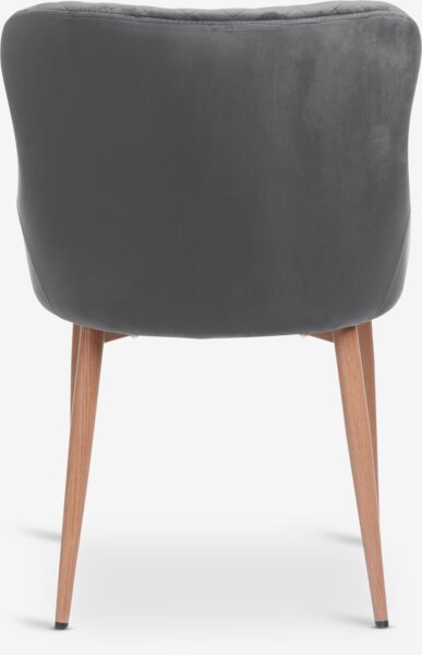 Dining chair PEBRINGE velvet grey/oak