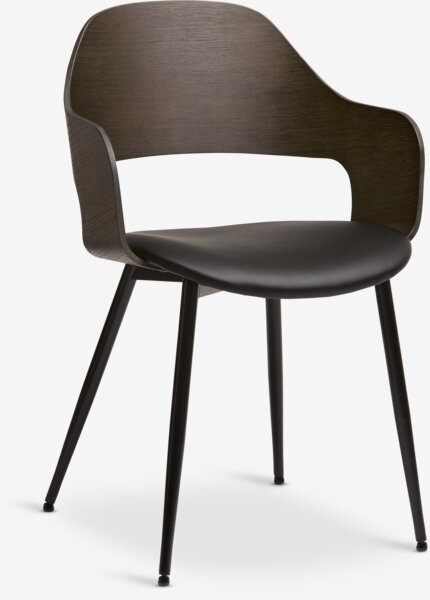 Silla de comedor HVIDOVRE roble oscuro/tela negro