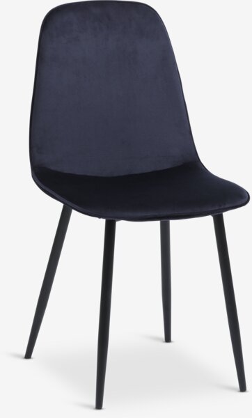 Silla de comedor BISTRUP terciopelo azul oscuro/negro