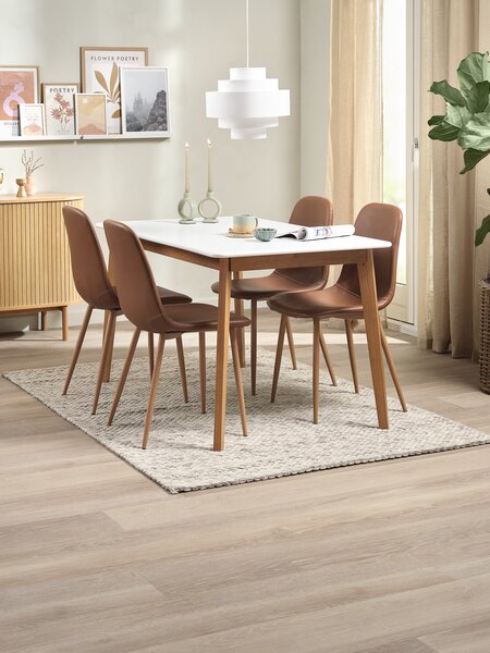 JEGIND L130 table white + 4 JONSTRUP cognac/oak