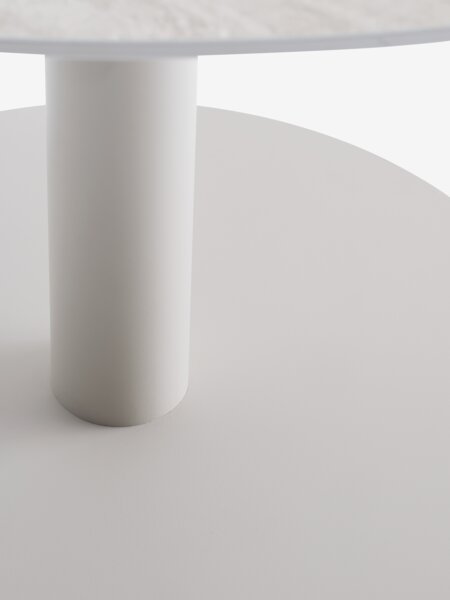 VAMDRUP Ø120 bord beige + 4 STORDALEN stol natur