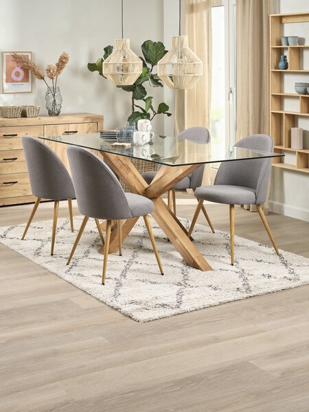 AGERBY D190 sto natur hrast + 4 KOKKEDAL stolice siva