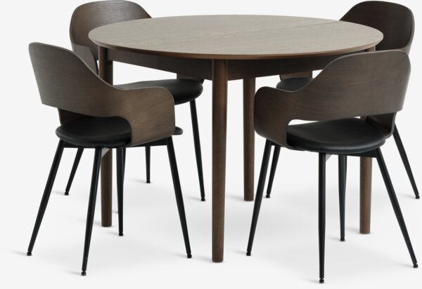 MARSTRAND D110 table dark oak+4 HVIDOVRE chairs dark oak