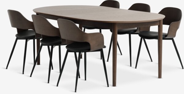 MARSTRAND D110 table dark oak+4 HVIDOVRE chairs dark oak