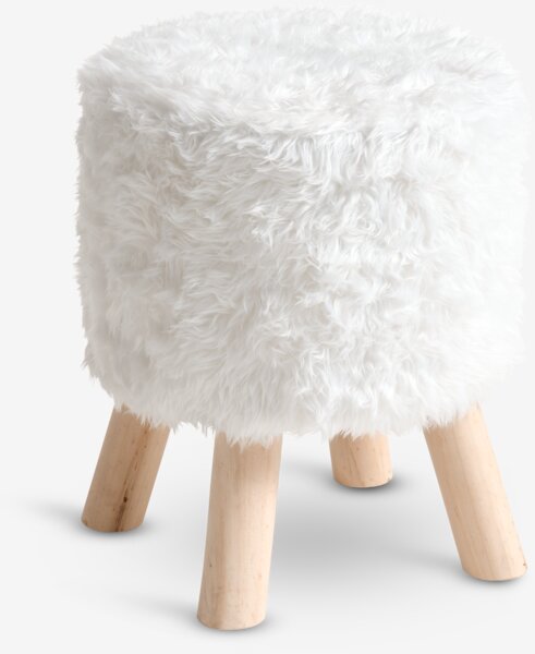 Tabouret VALLEKILDE Ø30 naturel/tissu blanc