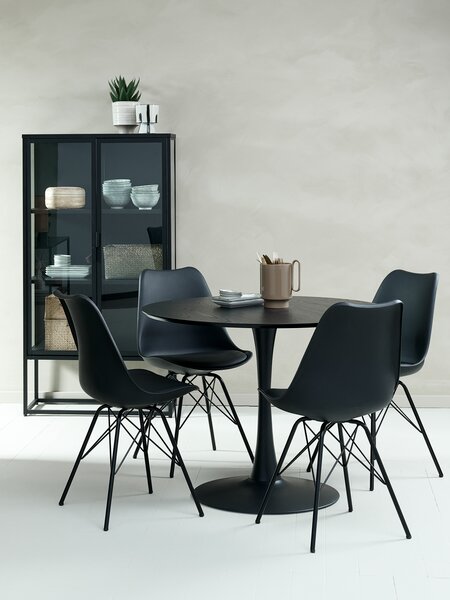 RINGSTED Ø100 bord svart + 4 KLARUP stol svart