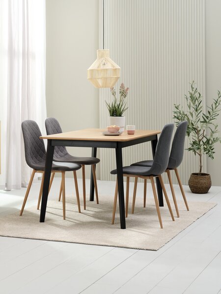 JEGIND Tavolo L130 rovere/nero + 4 JONSTRUP col.asfalto/rov.