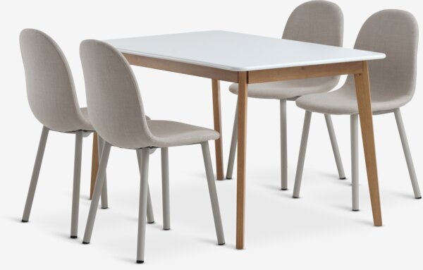 JEGIND L130 table white + 4 EJSTRUP chairs beige