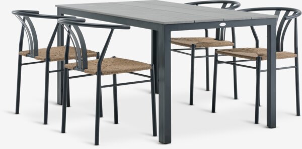 MARIELYST D150 stol siva + 4 TAGMARK stolice crna