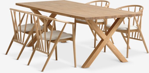 Table GRIBSKOV L230 chêne + 4 chaises ARNBORG chêne