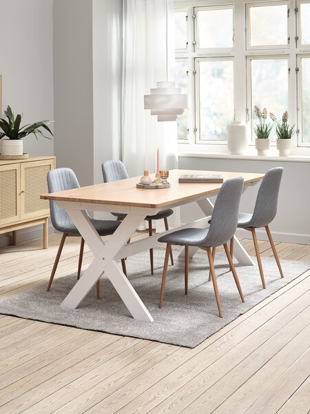 VISLINGE L190 Tisch natur + 4 JONSTRUP Stühle hellblau