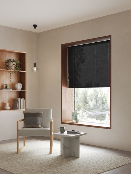 Plisségardin ENDELAVE 130x160cm svart trådløs