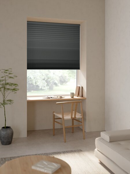 Plisségardin mörkläggande ALS 110x160cm grå trådlös