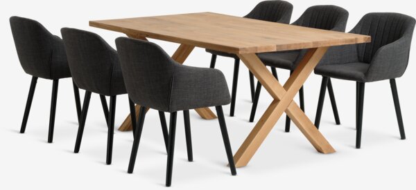 GRIBSKOV L180 table oak + 4 ADSLEV chairs anthracite