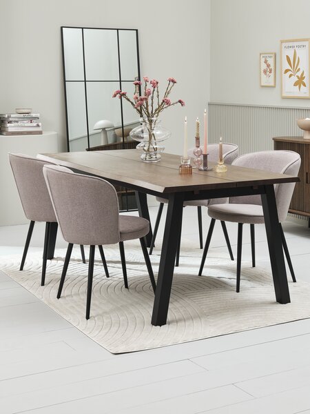 SKOVLUNDE L200 table dark oak + 4 RISSKOV chairs l.grey