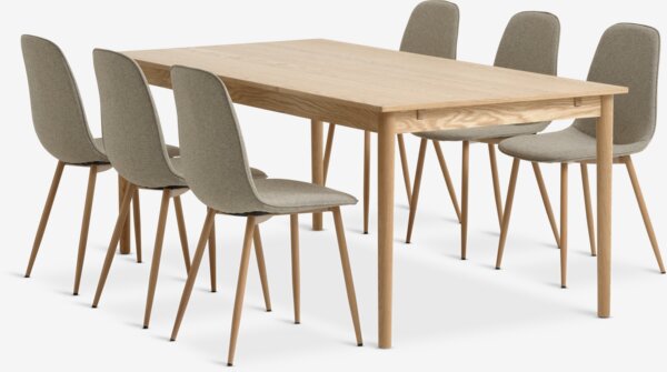 MARSTRUP L190/280 table oak + 4 BISTRUP chairs sand