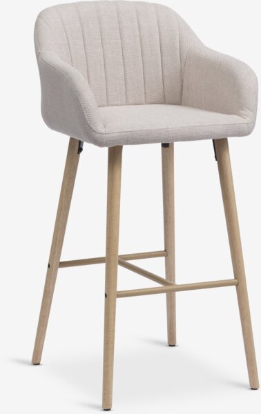 Bar stool ADSLEV beige fabric/oak colour