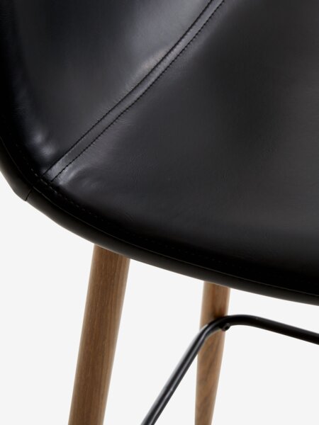 Bar stool JONSTRUP black faux leather/oak colour