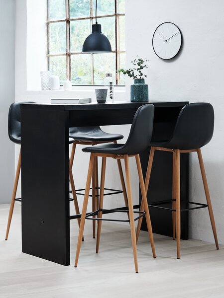 Bar stool JONSTRUP black faux leather/oak colour