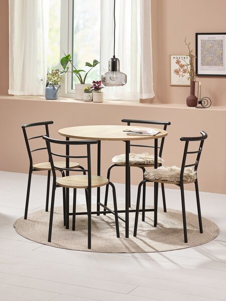 GADSTRUP D85 table + 4 GADSTRUP black/oak chairs