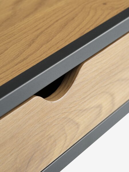 Consolle TRAPPEDAL 30x80 cm 1 cassetto rovere/nero