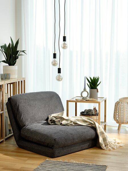 Bäddfåtölj VEGGER grått tyg