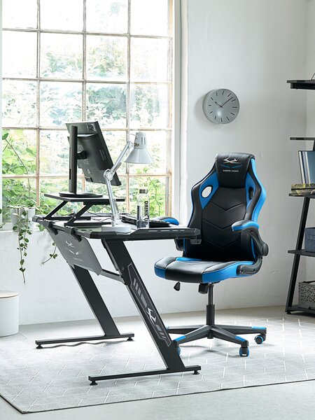 Gaming chair VOJENS black/blue faux leather/mesh