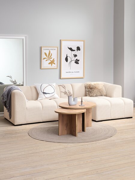 Divano ALLESE con chaise longue a sinistra tessuto beige