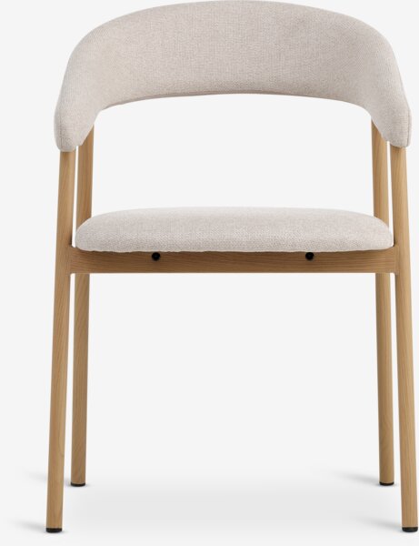 Dining chair THORUP beige fabric/oak colour