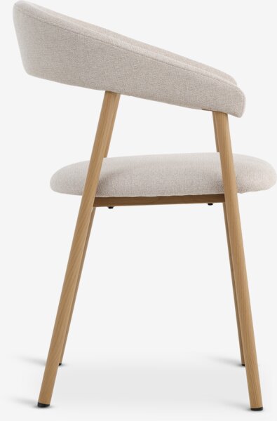 Dining chair THORUP beige fabric/oak colour