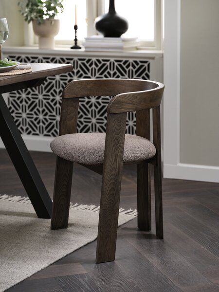 Dining chair BOVRUP dark oak/brown fabric
