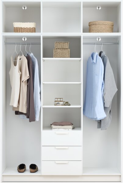 Wardrobe JENSLEV 144x176 3 doors 3 drawers white